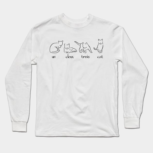 Cats Cute Funny French Joke Gift Birthday Favourite Love My Cat France Present Paws Long Sleeve T-Shirt by Kibo2020